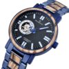 Handmade Zebrawood Blue Automatic Mechanical - Peak_4 Mens Wooden Watches Zebrawood Automatic Mechanical Watch Blue - Peak