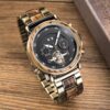 Mens Watch Automatic Mechanical Movement Wood Watch Brown Zebrawood - Achilles