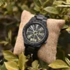 Vegvisir Viking Symbol Wood Watch Ebony Black Gold