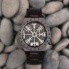 Viking Runes Wood Watch Ebony Black Gold - Vegvisir