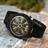 Vegvisir Viking Symbol Wood Watch Ebony Black Gold