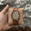 Viking Runes Wood Watch Zebrawood - Vegvisir_10 Vegvisir Watch Zebrawood Brown Gold Viking Symbol