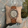 Viking Runes Wood Watch Zebrawood - Vegvisir_11 Vegvisir Watch Zebrawood Brown Gold Viking Symbol