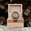 Viking Runes Wood Watch Zebrawood - Vegvisir_19 Vegvisir Watch Zebrawood Brown Gold Viking Symbol