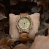 Viking Runes Wood Watch Zebrawood - Vegvisir_20 Vegvisir Watch Zebrawood Brown Gold Viking Symbol