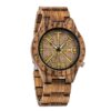 Viking Runes Wood Watch Zebrawood - Vegvisir_3 Vegvisir Watch Zebrawood Brown Gold Viking Symbol