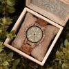 Viking Runes Wood Watch Zebrawood - Vegvisir_6 Vegvisir Watch Zebrawood Brown Gold Viking Symbol