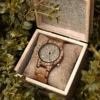 Viking Runes Wood Watch Zebrawood - Vegvisir_8 Vegvisir Watch Zebrawood Brown Gold Viking Symbol