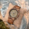 Viking Runes Wood Watch Zebrawood - Vegvisir_9 Vegvisir Watch Zebrawood Brown Gold Viking Symbol