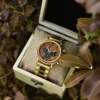 Handmade Personalized Gift Rosewood Wooden Watch Round Gold - Sunlight