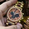 Handmade Personalized Gift Rosewood Wooden Watch Round Gold - Sunlight