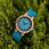 Classic Wooden Watches For Women Zebrawood Blue - Suzhou