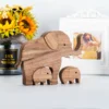 A mother elephant and two baby elephants_11 A Mother Elephant And Two Baby Elephants Wood Sculptures