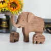 A mother elephant and two baby elephants_19 A Mother Elephant And Two Baby Elephants Wood Sculptures
