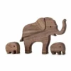 A mother elephant and two baby elephants_3 A Mother Elephant And Two Baby Elephants Wood Sculptures
