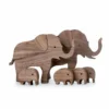 A mother elephant and two baby elephants_9 A Mother Elephant And Two Baby Elephants Wood Sculptures