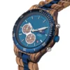 Premium Handmade Zebrawood Wooden Watch Blue- Hunter_2 Mens Wooden Watch Premium Handmade Zebrawood Blue - Hunter