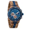 Premium Handmade Zebrawood Wooden Watch Blue- Hunter_4 Mens Wooden Watch Premium Handmade Zebrawood Blue - Hunter