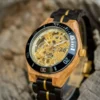 Skeleton Watches Automatic Mechanical Black Sandalwood Mens Wooden Watch