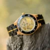 Skeleton Watches Automatic Mechanical Black Sandalwood Mens Wooden Watch