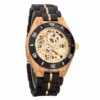 Skeleton Watches Automatic Mechanical Black Sandalwood Mens Wooden Watch
