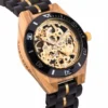 Skeleton Watches Automatic Mechanical Black Sandalwood Mens Wooden Watch