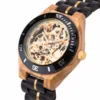 Skeleton Watches Automatic Mechanical Black Sandalwood Mens Wooden Watch