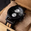 Mens Wooden Watch Classic Calendar Chronograph Olivewood Black - Portugal