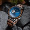 Wooden Watches For Men Classics Automatic Mechanical Wooden Watch Tigerwood Blue - Avalon