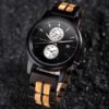 Mens Wooden Watch Classic Calendar Chronograph Wood Watch Olivewood Black - Portugal