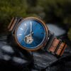 Wooden Watches For Men Classics Automatic Mechanical Wooden Watch Tigerwood Blue - Avalon