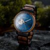 Wooden Watches For Men Classics Automatic Mechanical Wooden Watch Tigerwood Blue - Avalon