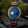 Wooden Watches For Men Classics Automatic Mechanical Wooden Watch Tigerwood Blue - Avalon
