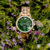 Natural Zebrawood Women Chronograph Watch Handmade Green - Starry Sky