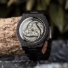 Odin'S Horns Symbols Wood Watch Handmade Ebony Engraved Watch