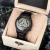 Odin'S Horns Symbols Wood Watch Handmade Ebony Engraved Watch