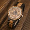 Valknut Symbol Watch Zebrawood Handmade Engraved Watch