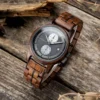 Walnut Chronograph Wood Watch Black Handcrafted - Rise