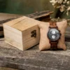 Walnut Chronograph Wood Watch Black Handcrafted - Rise