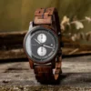Walnut Chronograph Wood Watch Black Handcrafted - Rise