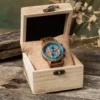 Zebrawood Classic Chronograph Blue Handcrafted - Rise_12 Zebrawood Chronograph Wooden Watch Blue Handcrafted - Rise