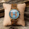 Zebrawood Classic Chronograph Blue Handcrafted - Rise_15 Zebrawood Chronograph Wooden Watch Blue Handcrafted - Rise