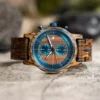 Zebrawood Classic Chronograph Blue Handcrafted - Rise_3 Zebrawood Chronograph Wooden Watch Blue Handcrafted - Rise