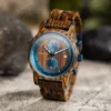 Zebrawood Classic Chronograph Blue Handcrafted - Rise_4 Zebrawood Chronograph Wooden Watch Blue Handcrafted - Rise