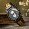 Olive Wood Chronograph Watch Handmade Black - Rise