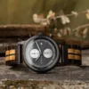 Olive Wood Chronograph Watch Handmade Black - Rise
