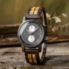 Olive Wood Chronograph Watch Handmade Black - Rise