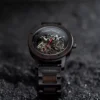 Skeleton Mechanical Wooden Watch Ebony Black - Hero