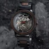 Skeleton Mechanical Wooden Watch Ebony Black - Hero