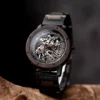 Skeleton Mechanical Wooden Watch Ebony Black - Hero